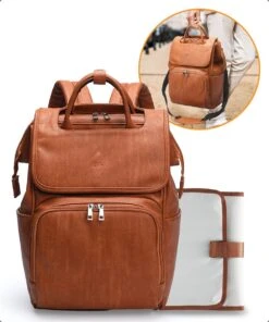 JeRie Luiertas Rugzak – Verschoonmatje – Verzorgingstas – Luiertassen – Met Kinderwagen Haken - Bruin