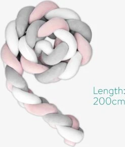 Navaris Gevlochten Bedomrander Voor Babybed - Bedbumper Voor Ledikant - Babynestje - 2 Meter Lang - Voor Babywiegjes - Hoofdbeschermer - Grijs/roze -Babyproducten Promotie Winkel 1021x1200 6