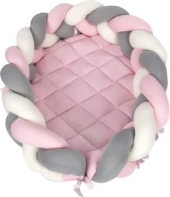 Sevibaby Roze 3-in-1 Braided Bedbumper En Babynest 521-2 -Babyproducten Promotie Winkel 1034x1200 5