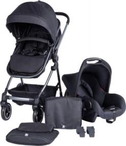 Puck Stroller 3 In 1 Max Zwart Met Frame Antra Incl Autostoel/Adapter/Mamabag -Babyproducten Promotie Winkel 1039x1200 1