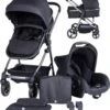 Puck Stroller 3 In 1 Max Zwart Met Frame Antra Incl Autostoel/Adapter/Mamabag