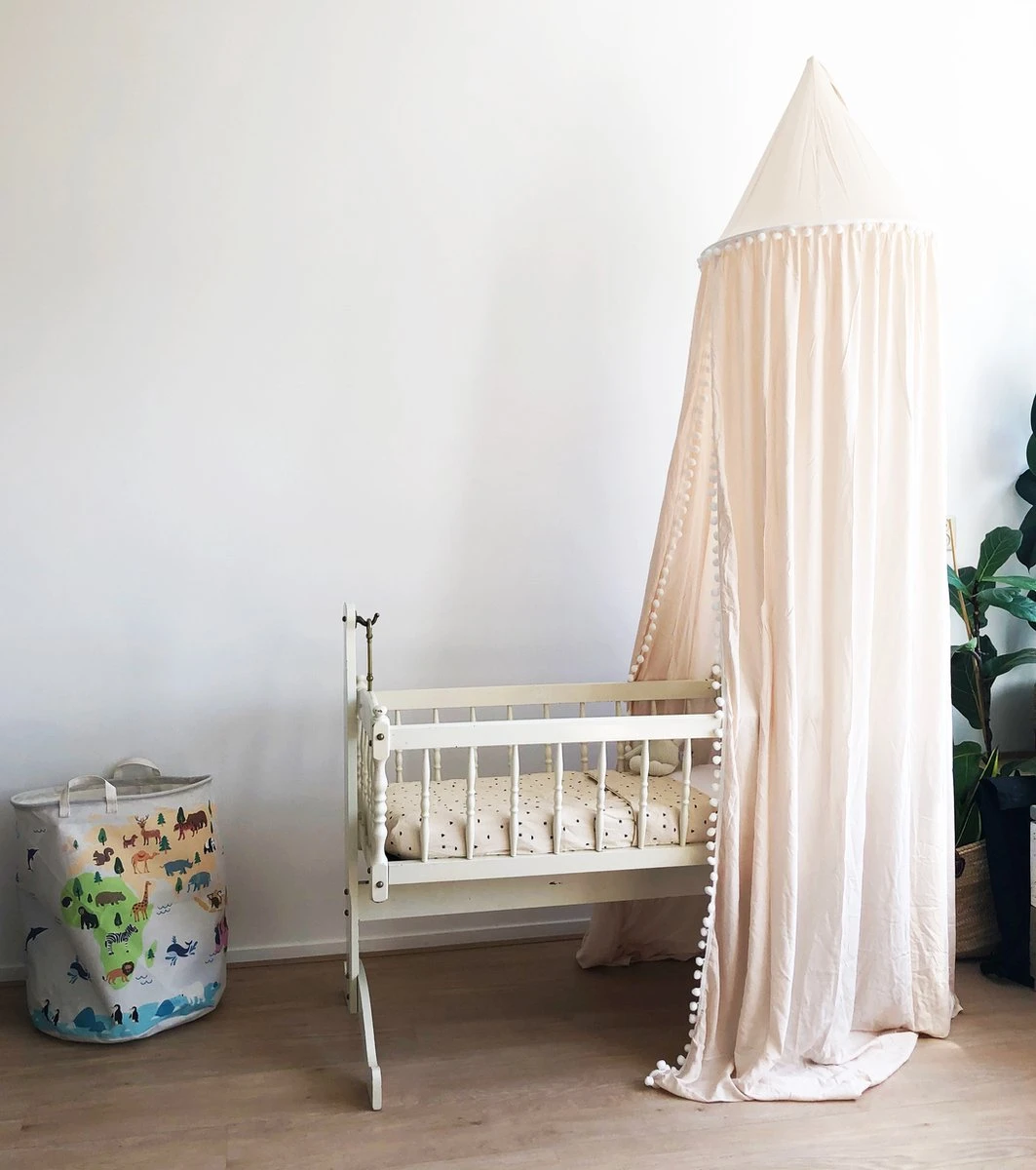 By Baboo Klamboe Baby 245cm - Crème - Katoen - Pompons By Baboo Klamboe Baby 245cm - Crème - Katoen - Pompons -Babyproducten Promotie Winkel 1063x1200 3