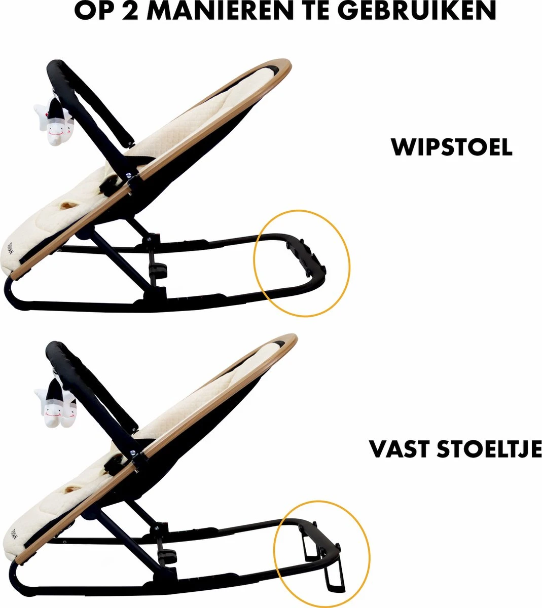 Deryan Rocker Wipstoel - Luxe 2-in-1 - Nougat/Cream Deryan Rocker Wipstoel - Luxe 2-in-1 - Nougat/Cream -Babyproducten Promotie Winkel 1069x1200 5