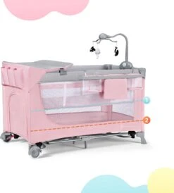 Kinderkraft Campingbed - Leody Met Accessoires - Roze -Babyproducten Promotie Winkel 1082x1200 6