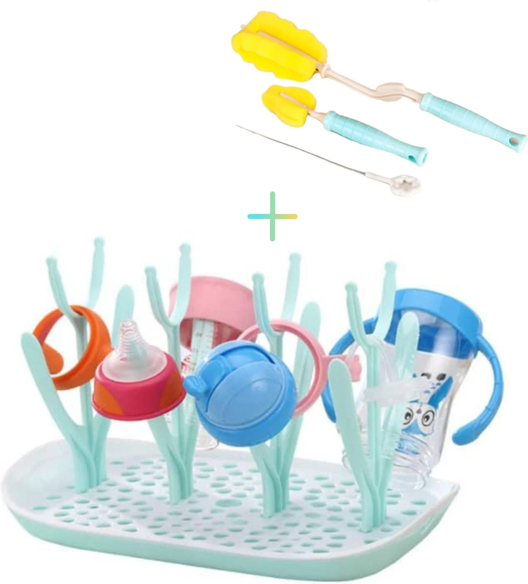 Flessen droogrek inclusief borstelset - Afdruiprek babyflessen met flessenborstels - Flessendroogrek met lekbak - Mint Flessen Droogrek Inclusief Borstelset - Afdruiprek Babyflessen Met Flessenborstels - Flessendroogrek Met Lekbak - Mint -Babyproducten Promotie Winkel 1086x1200 3