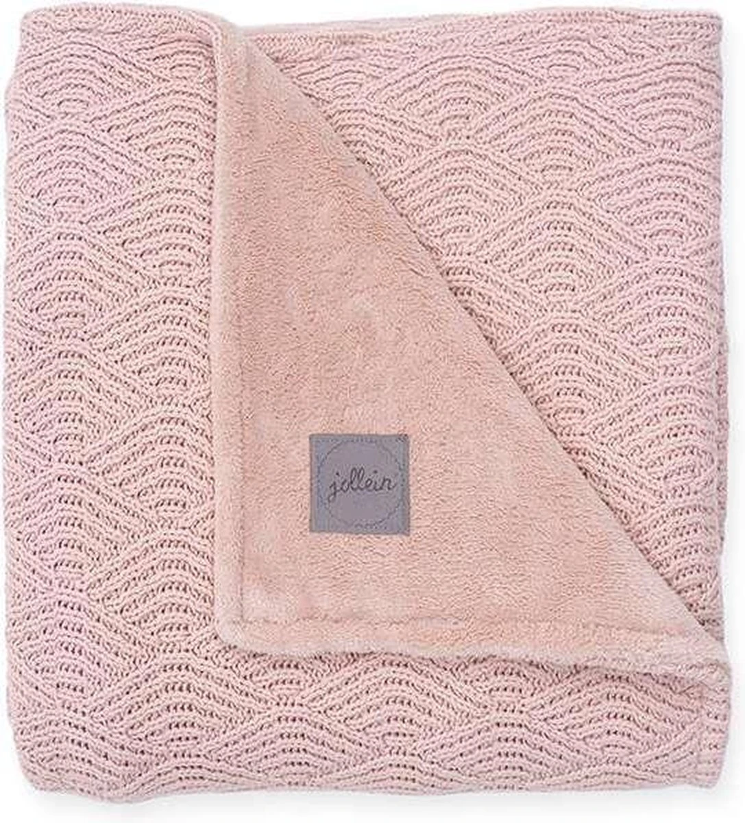 Jollein Baby Deken Wieg 75x100cm River Knit - Pale Pink/Coral Fleece Jollein Baby Deken Wieg 75x100cm River Knit - Pale Pink/Coral Fleece -Babyproducten Promotie Winkel