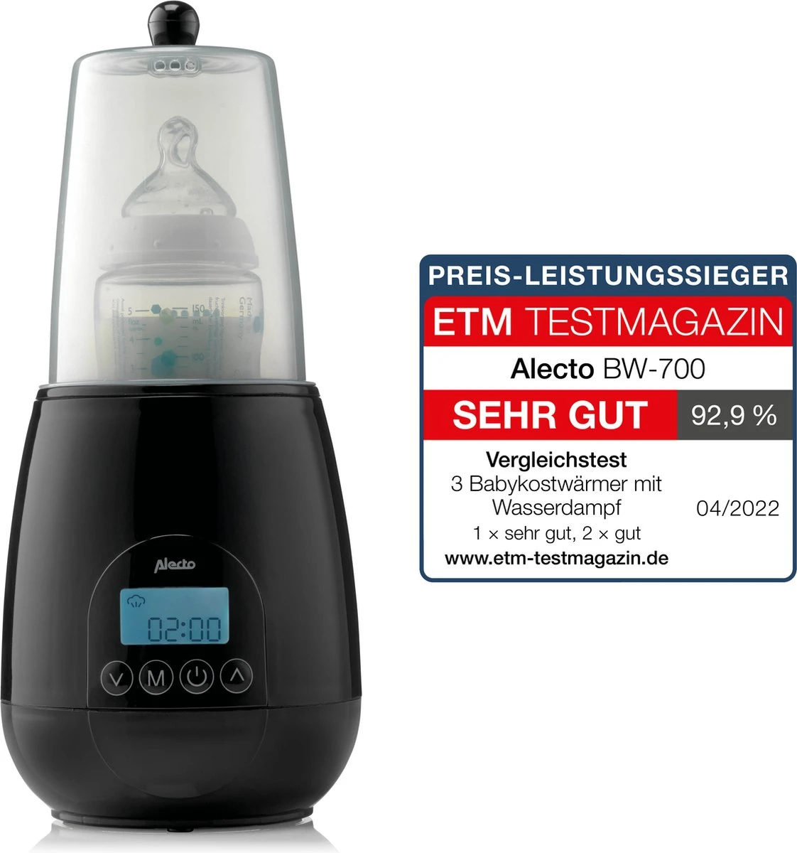 Alecto BW700BK - Snelle digitale Flessenwarmer 500W voor opwarmen, steriliseren en ontdooien - Inclusief stoomkap - Bediening via display - Zwart Alecto BW700BK - Snelle Digitale Flessenwarmer 500W Voor Opwarmen, Steriliseren En Ontdooien - Inclusief Stoomkap - Bediening Via Display - Zwart -Babyproducten Promotie Winkel 1122x1200 5