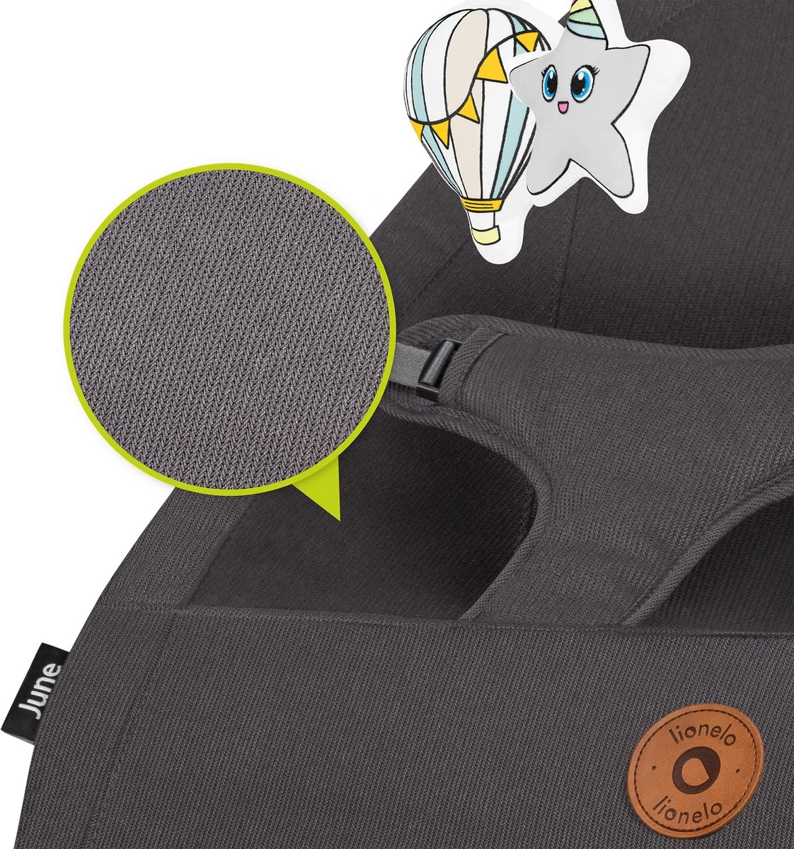 Lionelo June - Babyschommel - tot 9 kg - 3-punts veiligheidsgordels - Lichtgewicht Lionelo June - Babyschommel - Tot 9 Kg - 3-punts Veiligheidsgordels - Lichtgewicht -Babyproducten Promotie Winkel 1122x1200 8