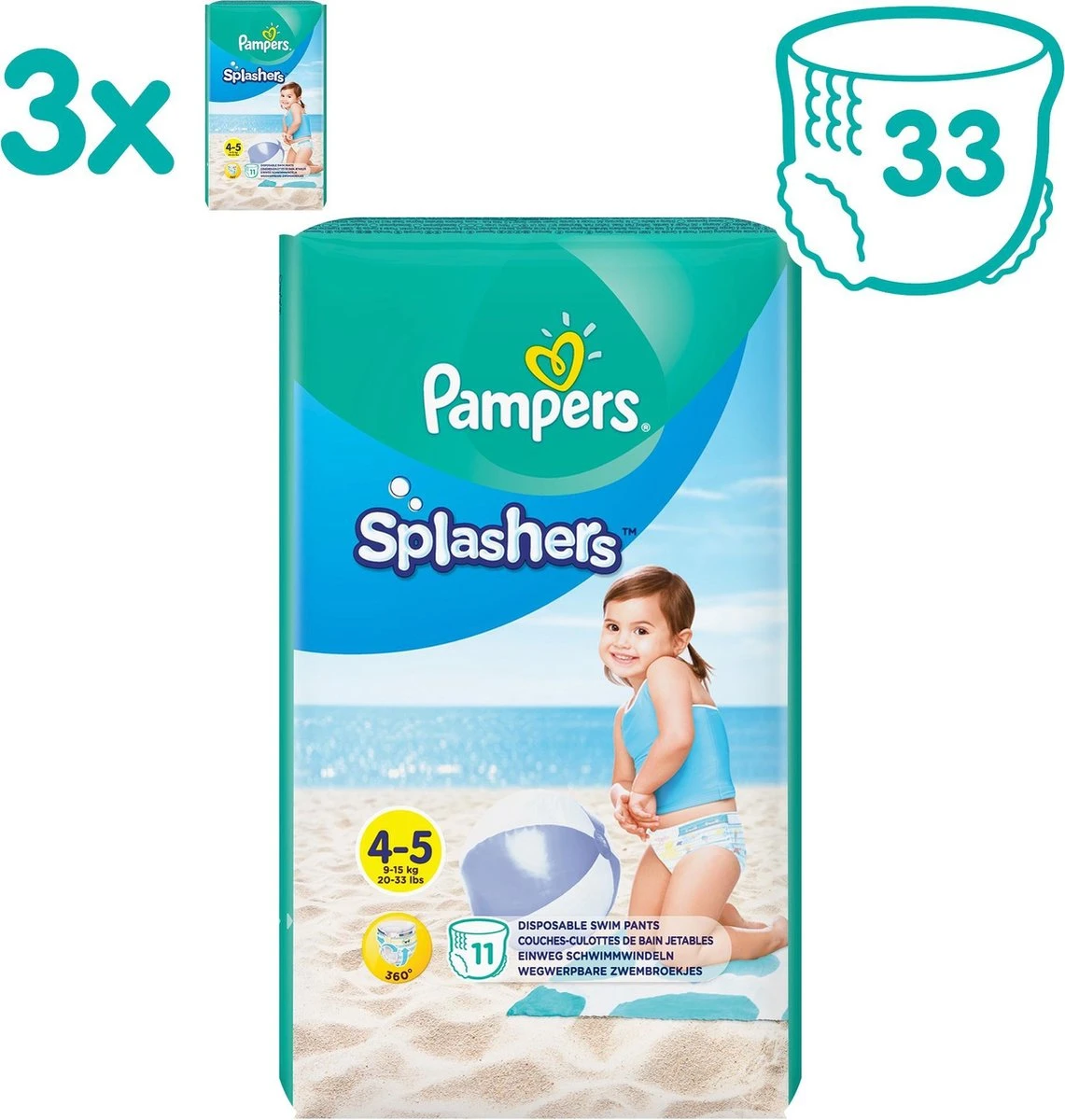 Pampers Splashers Wegwerpbare Zwemluiers - Maat 4-5 (9-15 kg) - 33 stuks - Voordeelverpakking Pampers® Pampers Splashers Wegwerpbare Zwemluiers - Maat 4-5 (9-15 Kg) - 33 Stuks - Voordeelverpakking -Babyproducten Promotie Winkel 1141x1200 1