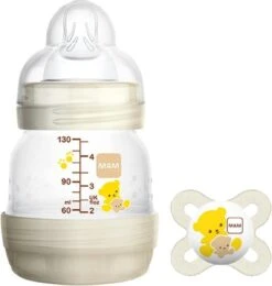 Mam Easy Anti Colic Zuigfles 130ml | Wit Met Fopspeen | Vanaf 0 Maanden | Ideale Drinkfles In Combinatie Met Borstvoeding