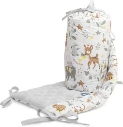 Sensillo Baby Bedbumper - Bedomrander - Anti Stootrand Ledikant - Bed Zijbeschermers - 180x30cm - Grijs Bosdiertjes -Babyproducten Promotie Winkel 1159x1200 4