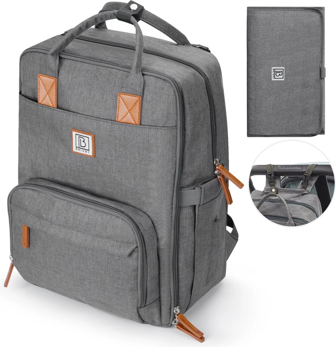 Brisby slijtvaste Luiertas – verzorgingstas – met buggymontage -Donkergrijs Brisby Slijtvaste Luiertas – Verzorgingstas – Met Buggymontage -Donkergrijs -Babyproducten Promotie Winkel 1159x1200 6