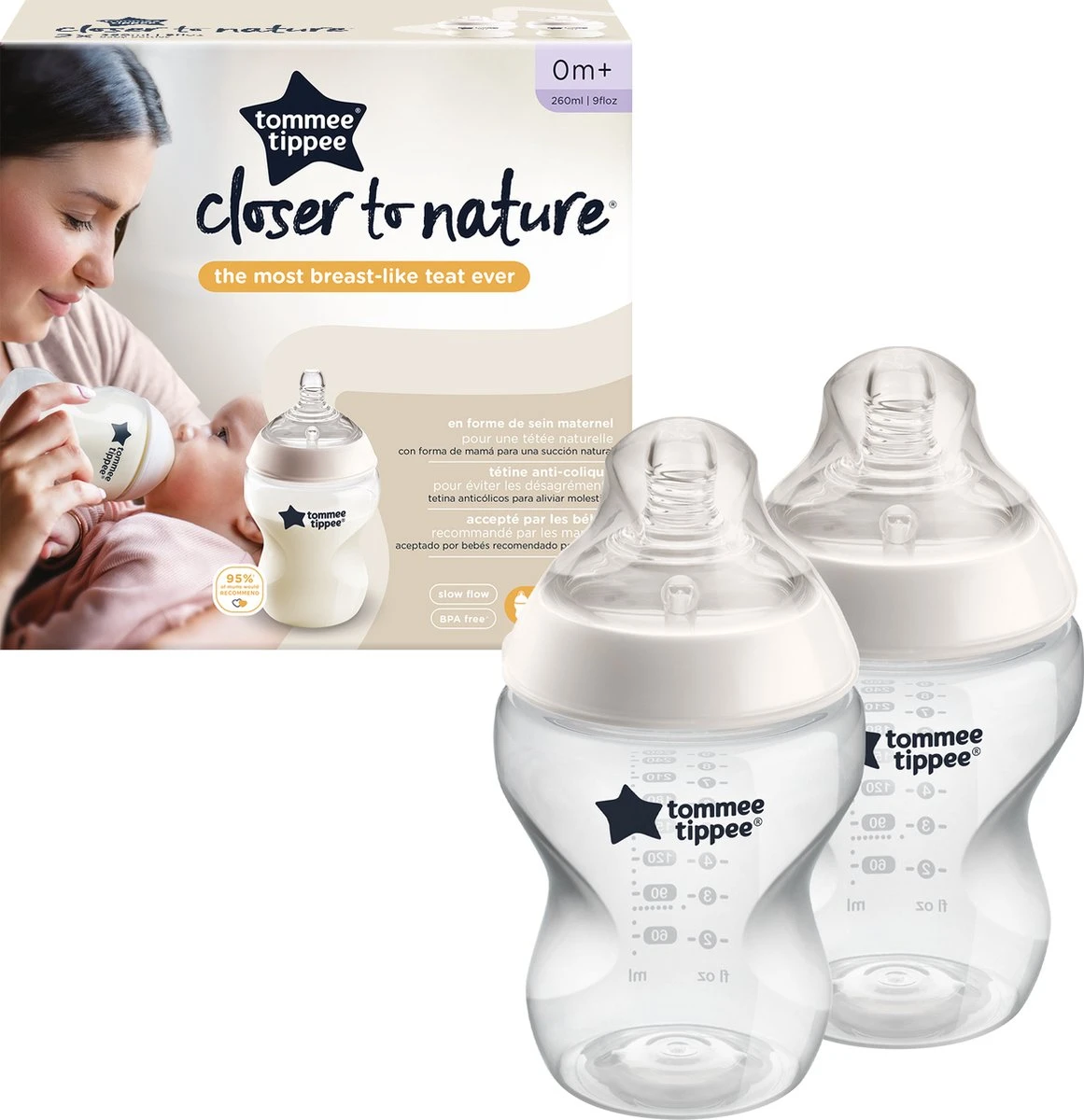 Tommee Tippee Closer to Nature - zuigflessen - langzame uitstroomsnelheid - anti-colic ventiel - 260 ml - verpakking van 2 stuks - doorzichtig Tommee Tippee Closer To Nature - Zuigflessen - Langzame Uitstroomsnelheid - Anti-colic Ventiel - 260 Ml - Verpakking Van 2 Stuks - Doorzichtig -Babyproducten Promotie Winkel 1161x1200 2
