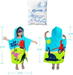 JAXY Badcape Baby - Badcape - Baby Badjas - Omslagdoek - Omslagdoek - Baby Handdoek Met Capuchon - Strandhanddoek - Badponcho - Poncho Handdoek - Microfiber - 60x90cm - Dino -Babyproducten Promotie Winkel 1161x1200