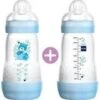 MAM 2x 260ml ANTI-COLIC ZUIGFLES Speen Vanaf 0 Jaar Blauw