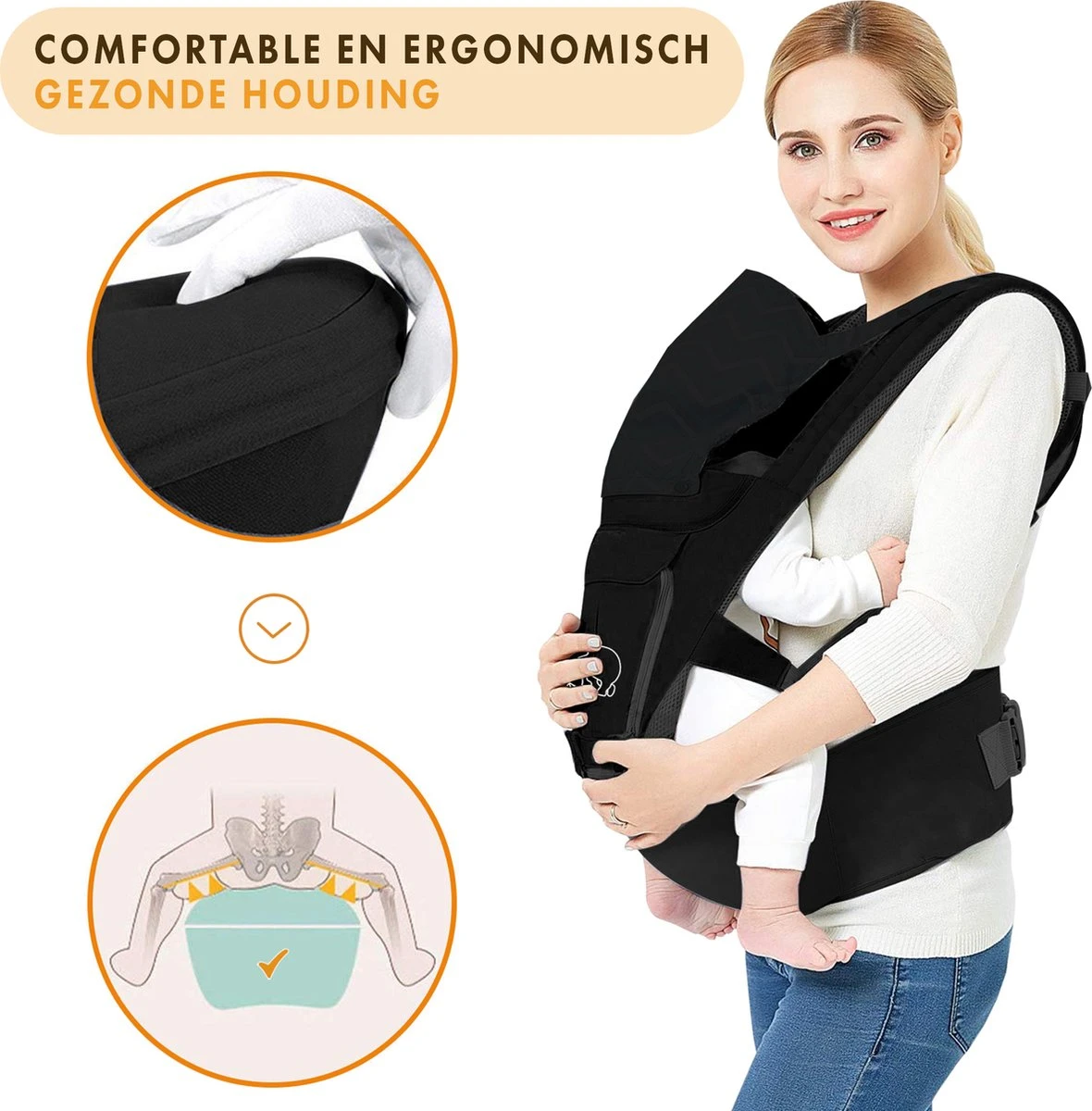 Deryan Pack Luxe Ergonomische draagzak - Babydrager + Opbergvakjes - Zwart Deryan Pack Luxe Ergonomische Draagzak - Babydrager + Opbergvakjes - Zwart -Babyproducten Promotie Winkel 1180x1200 9