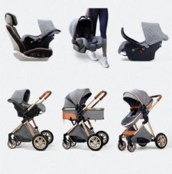 Merkloos Kinderwagen 3-in-1 – Luxe Kinderwagen - Buggy – Wandelwagen - Multifunctioneel – Opklapbaar – Incl Autostoel – Grijs -Babyproducten Promotie Winkel 1190x1200 21