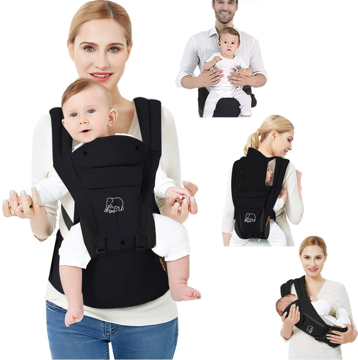 Deryan Pack Luxe Ergonomische draagzak - Babydrager + Opbergvakjes - Zwart Deryan Pack Luxe Ergonomische Draagzak - Babydrager + Opbergvakjes - Zwart -Babyproducten Promotie Winkel 1194x1200 15