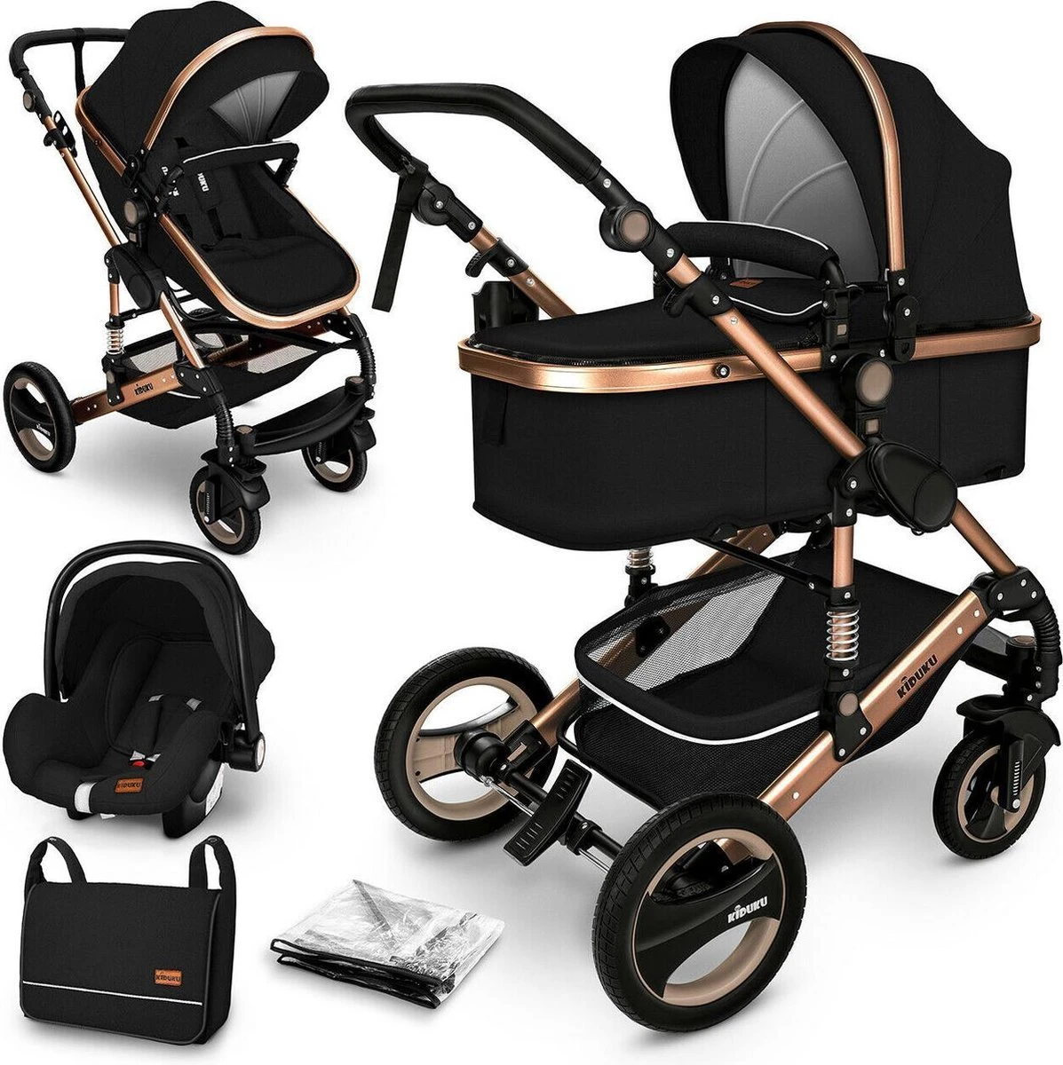 KIDUKU- 3 in 1 combi-kinderwagen- zwart/goud- buggy incl. autostoeltje-regenhoes- inklapbaar KIDUKU- 3 In 1 Combi-kinderwagen- Zwart/goud- Buggy Incl. Autostoeltje-regenhoes- Inklapbaar -Babyproducten Promotie Winkel 1197x1200 27