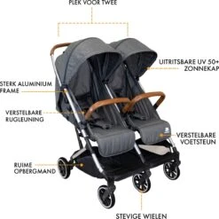 Deryan Luxe Rolo X2 Dubbele Buggy - Duo Buggy - Grijs -Babyproducten Promotie Winkel 1199x1200 48