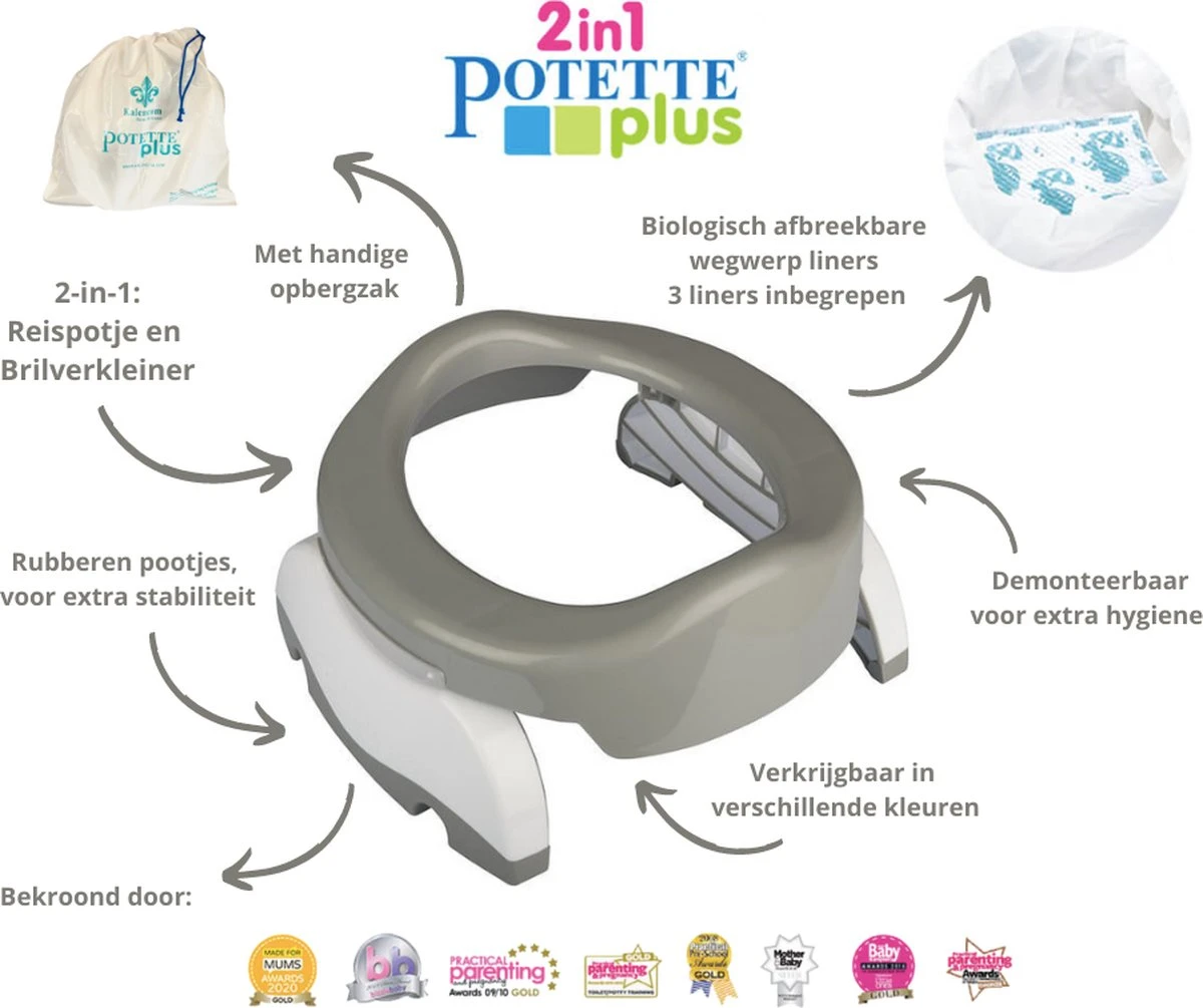 Potette Plus 2-in-1 Reispotje - Grijs Potette Plus 2-in-1 Reispotje - Grijs -Babyproducten Promotie Winkel