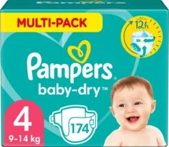 PampersĀ® Pampers Baby-Dry Luiers - Maat 4 (9-14 Kg) - 174 Stuks - Multi-Pack