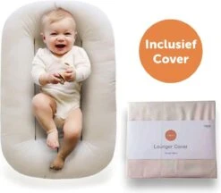 Tubudu Baby Snuggle® Organisch Babynestje - Inclusief Gratis Draagtas En Tencel Cover - Luxe Baby Lounger - Kraampakket - Natuurlijk Materiaal - Wit