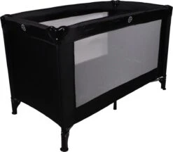 Ding Campingbedje - Zwart - 120x60 Cm - Reisbedje Inclusief Bodemmatrasje