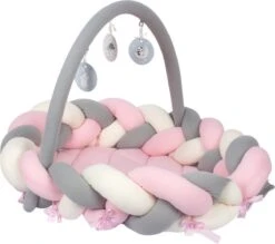 Sevibaby Roze 3-in-1 Braided Bedbumper En Babynest 521-2