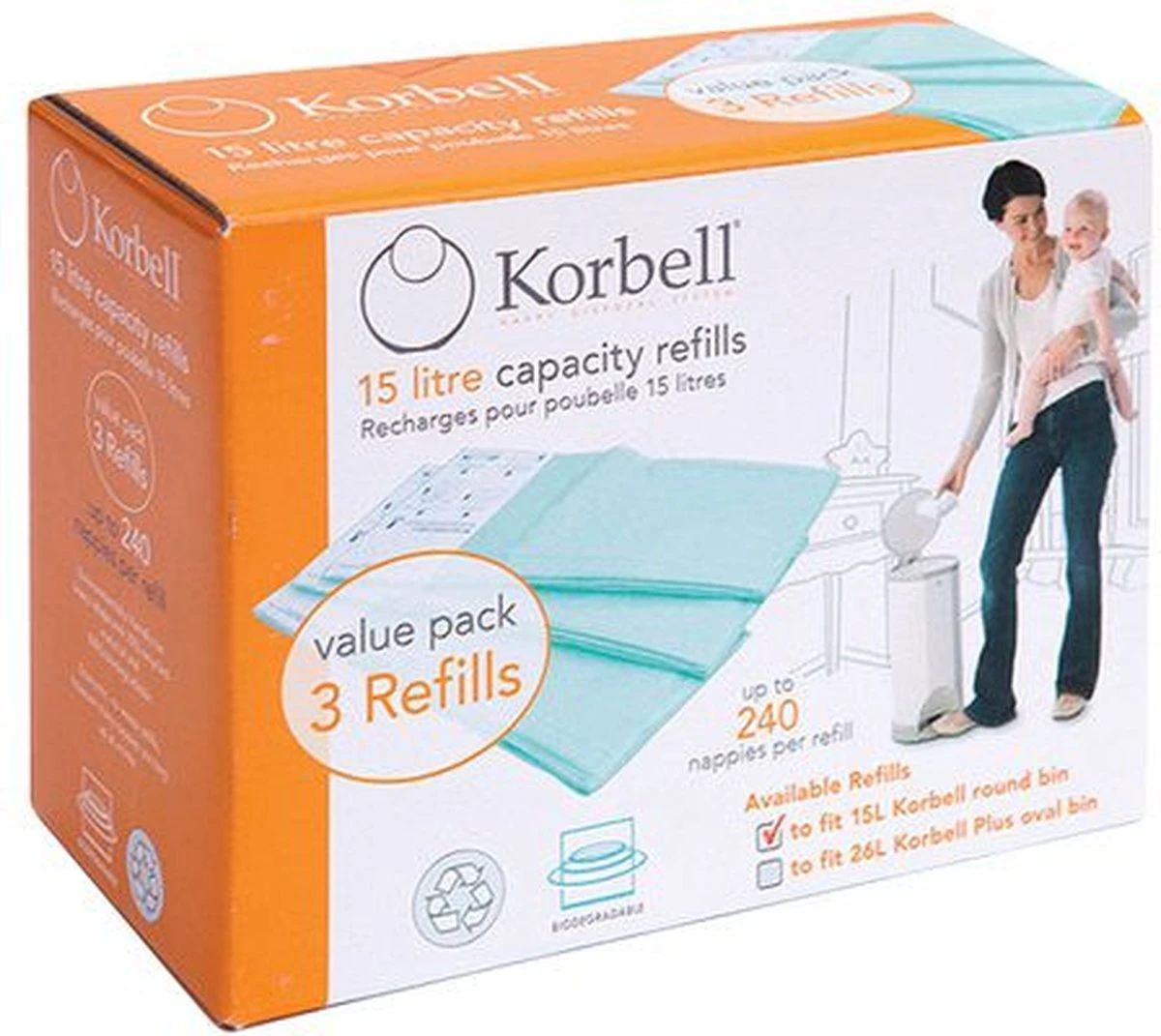 Korbell Luieremmer navulling - 15L zak - 3 stuks Korbell Luieremmer Navulling - 15L Zak - 3 Stuks -Babyproducten Promotie Winkel 1200x1071 7