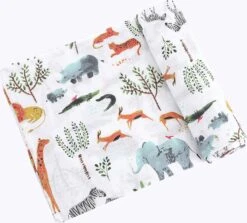 Hydrofiele Doek XL - Baby Inbakerdoek - 120x120 Cm - Safari Dieren -Babyproducten Promotie Winkel 1200x1082 3