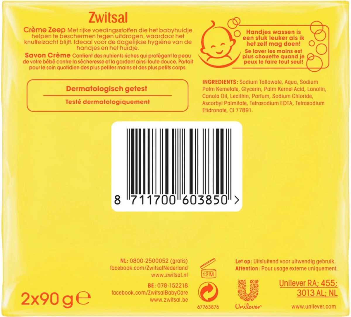 Zwitsal Crème Zeep - 2 x 90 g - Baby Zwitsal Crème Zeep - 2 X 90 G - Baby -Babyproducten Promotie Winkel