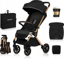 Lionelo Buggy Cloe - Kinderwagen Premium + - Tot 22 Kg - Verstelbare Rugleuning - 5-punts Veiligheidsgordels - Grote Zwenkwielen - Klamboe - Bekerhouder - Lichtgewicht - Compact - Waterdicht