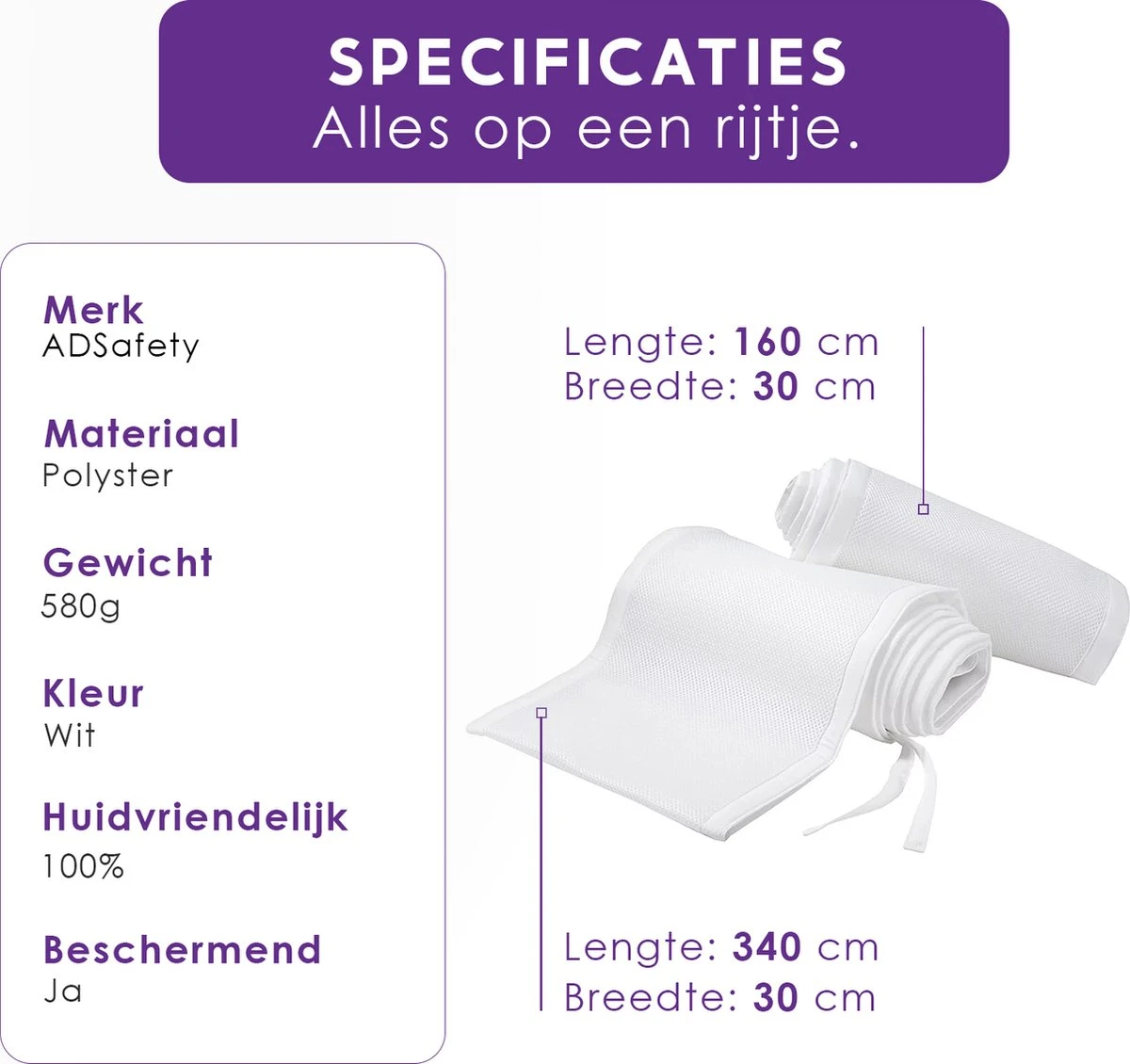 ADSafety - Baby Bed Omrander - Bedbumper - Hoofdbeschermer - Set van 2 - 340x30cm & 160x30cm ADSafety - Baby Bed Omrander - Bedbumper - Hoofdbeschermer - Set Van 2 - 340x30cm & 160x30cm -Babyproducten Promotie Winkel 1200x1130 3