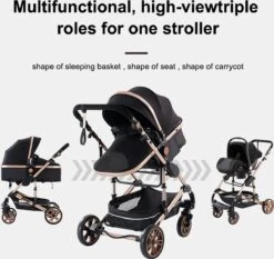 Luxe Kinderwagen 3 In 1 - Wandelwagen - Kinderwagen 3-in-1 Incl Autostoel - Kinderwagen Maxi Cosi – Buggy 3 In 1 - Newborn - Zwart/goud -Babyproducten Promotie Winkel 1200x1130 7