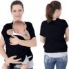 Baby Mama Draagdoek Zwart - Rekbaar - Biologisch Katoen - Ergonomisch - Draagzak - Tot 15KG