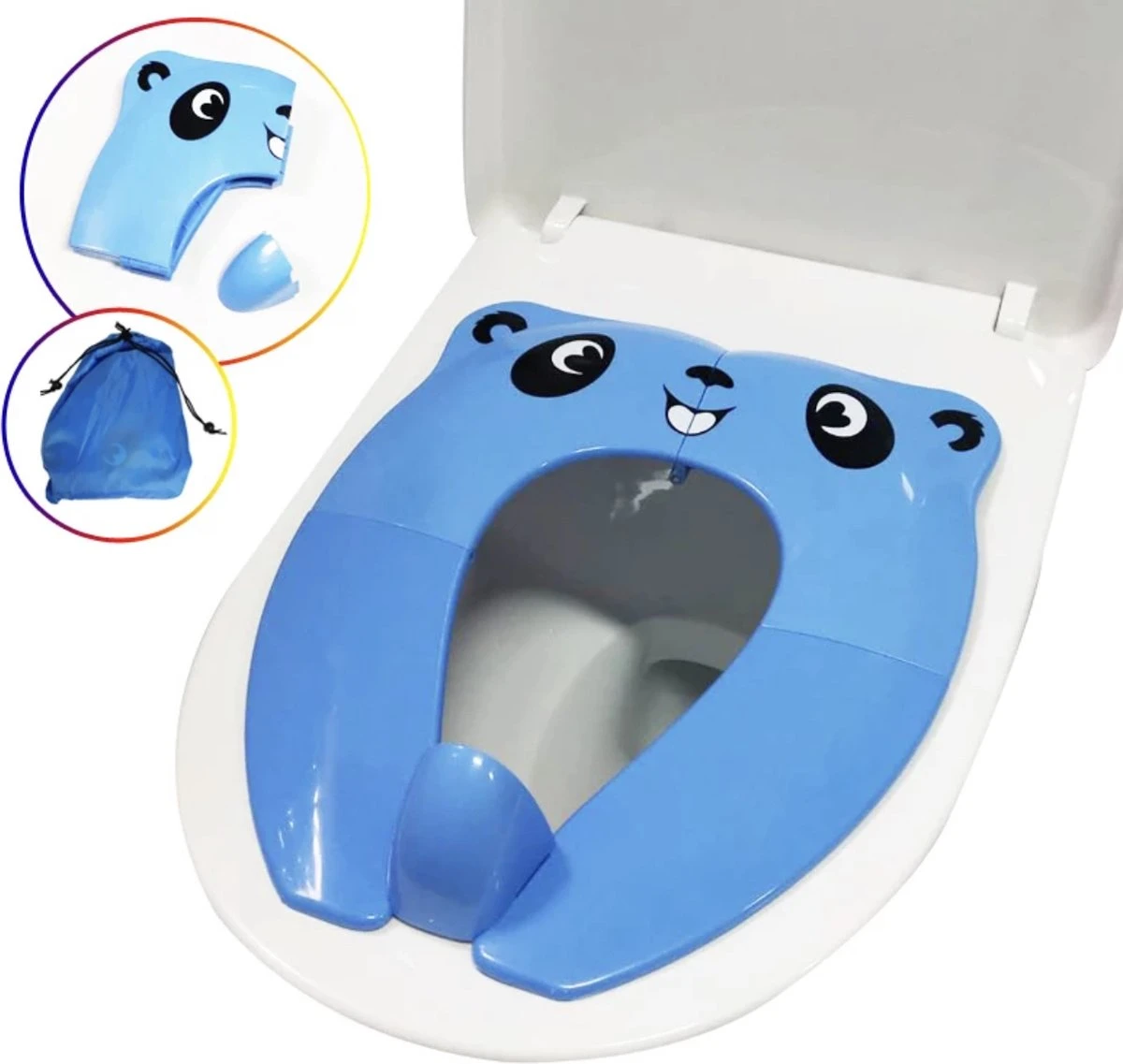 Panda Toiletbril - Opvouwbaar in opbergtasje - voor Kinderen - WC Bril Verkleinen - Zindelijkheidstraining - Blauw Merkloos Panda Toiletbril - Opvouwbaar In Opbergtasje - Voor Kinderen - WC Bril Verkleinen - Zindelijkheidstraining - Blauw -Babyproducten Promotie Winkel 1200x1137 2