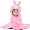 Multifunctionele Baby Fleecedeken Met Capuchon Konijn | Badcape Baby En Peuters | Deken Kinderen | Wikkeldeken | Dekentje Baby & Peuter 0-3 Jaar | Babydeken | Kraamcadeau | Babycape | Fleece Deken | Kraam | Maxi Cosi Deken | Dier | Roze| Meisje