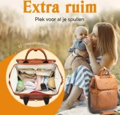 JeRie Luiertas Rugzak – Verschoonmatje – Verzorgingstas – Luiertassen – Met Kinderwagen Haken - Bruin -Babyproducten Promotie Winkel 1200x1150 13