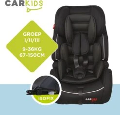 Carkids Verstelbaar Kinderautostoeltje Zwart En Wit | Kinderautostoel Groep 1-2-3 Met Isofix En Top Tether Connector | Kinderen Van 9 Maanden -12 Jaar | 9-36 Kg -Babyproducten Promotie Winkel 1200x1150 9