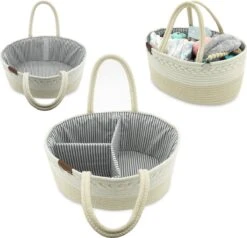 ADSafety - Luxe Katoenen Luiertas - Inclusief Uitneembare Organizer - Verzorgingstas - Opbergtas - Commode Mandje - Baby Spullen - Crème -Babyproducten Promotie Winkel 1200x1154 4