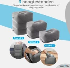 Merkloos Voetensteun | Opblaasbaar | In Alle Hoogtes Verstelbaar | Reiskussen | Vliegtuigbed | Voetensteun | 3 Verschillende Standen | Met Kinderen Reizen | Grijs -Babyproducten Promotie Winkel 1200x1167 24