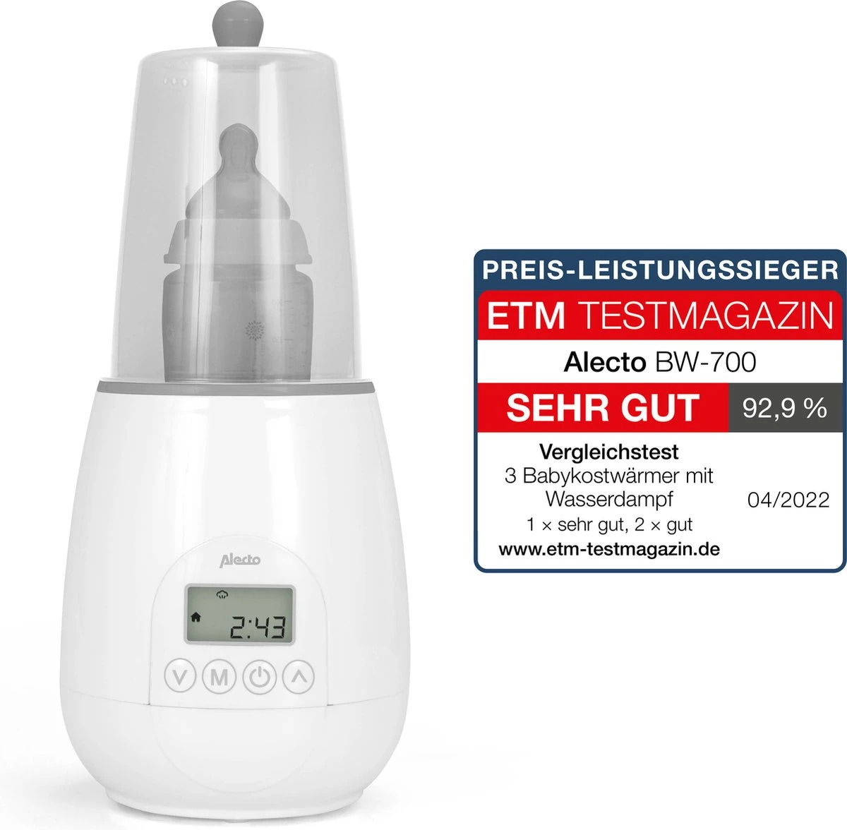 Alecto BW-700 - Snelle digitale Flessenwarmer 500W voor opwarmen, steriliseren en ontdooien - Inclusief stoomkap - Bediening via display - Wit Alecto BW-700 - Snelle Digitale Flessenwarmer 500W Voor Opwarmen, Steriliseren En Ontdooien - Inclusief Stoomkap - Bediening Via Display - Wit -Babyproducten Promotie Winkel 1200x1176 7