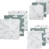 Meyco Clouds/Dots/Feathers Starterset - 9-pack - Hydrofiel - Stone Green