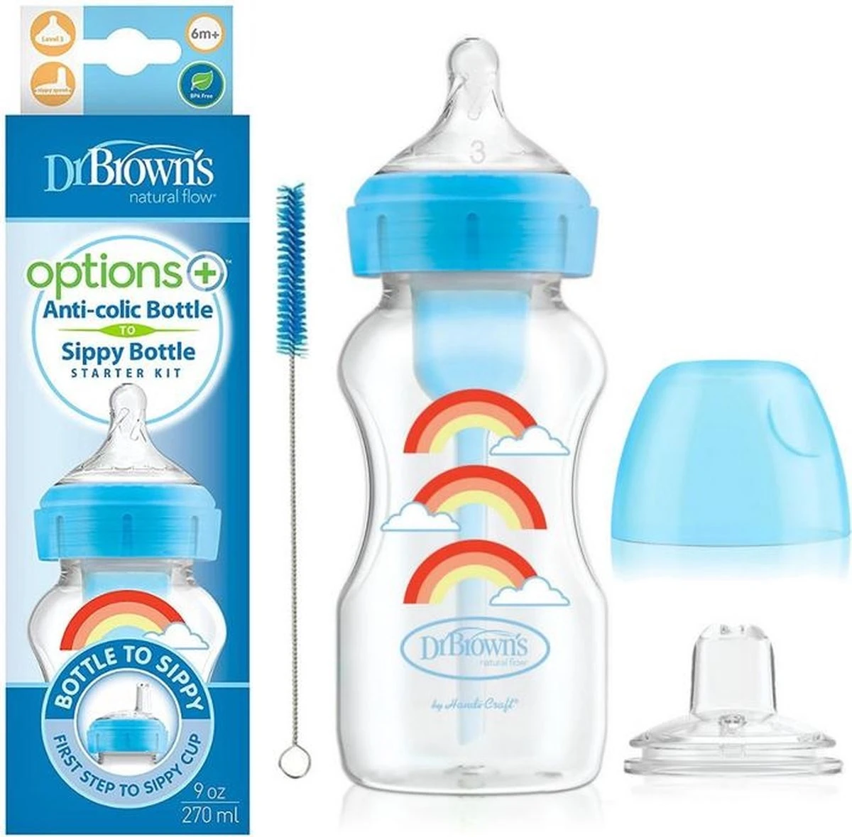 Dr. Brown's Options+ Anti-colic Transition Bottle - Bottle to Sippy starterkit BH - 270 ml - blauw Dr. Brown's Options+ Anti-colic Transition Bottle - Bottle To Sippy Starterkit BH - 270 Ml - Blauw -Babyproducten Promotie Winkel 1200x1179 12