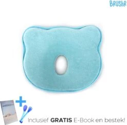 Baby Kussen Plat Hoofd - Slaapondersteuning Hoofdkussen - 0-12 Maanden - Orthopedisch - Inclusief E-book & Bestekset - Kraampakket - Kraamcadeau - Blauw