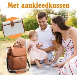 JeRie Luiertas Rugzak – Verschoonmatje – Verzorgingstas – Luiertassen – Met Kinderwagen Haken - Bruin -Babyproducten Promotie Winkel 1200x1181 11