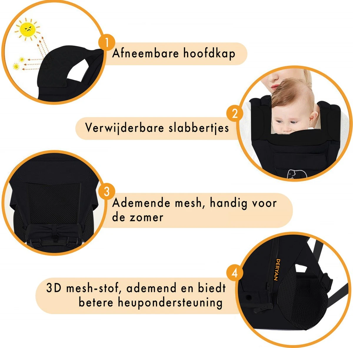 Deryan Pack Luxe Ergonomische draagzak - Babydrager + Opbergvakjes - Zwart Deryan Pack Luxe Ergonomische Draagzak - Babydrager + Opbergvakjes - Zwart -Babyproducten Promotie Winkel 1200x1184 14
