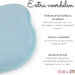 Baby IQ Orthopedisch Baby Hoofdkussen – Traagschuim – Tegen Plat Achterhoofd – Baby Kussen Plat Hoofd - Kraamcadeau – Blauw – Incl Gratis Bandana Slabber -Babyproducten Promotie Winkel 1200x1188 14