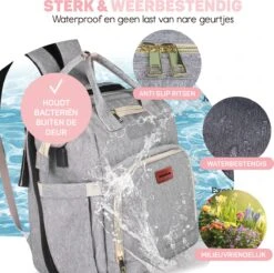 Vulpes BabyCare® Luiertas Rugzak - Luiertassen Met Babybed - Grote Luiertas Met Wieg- Luiertas Verzorgingstas Met Babybedje - Verzorgingsrugzak - Grijs -Babyproducten Promotie Winkel 1200x1193 11
